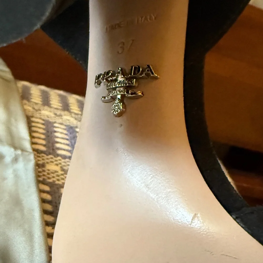 Prada Platform Suede, Cylinder-Shaped Heel, with ankle strap